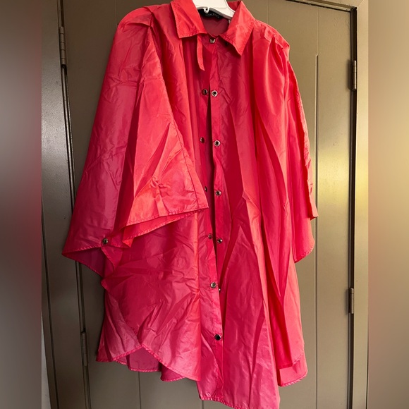 Vintage Tomato Red BON JOUR Rain Poncho ☔️🌂💧 - Picture 2 of 8